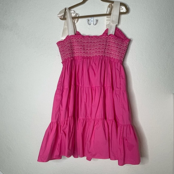 Arula Sweetheart Babydoll Tiered Smocked Dress Size B (18-20) Pink Ribbon Straps - Picture 2 of 13